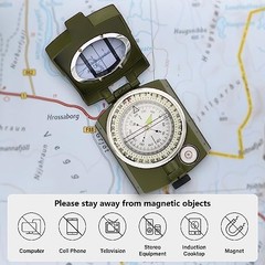 Compass, Compass Hiking with Survival Whistle, Luminous Compass Single Green