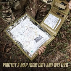 Map Case, Military Map Protector, Water-Resistant Map Pouch Holder for Tan