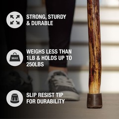 Walking Stick Hickory Traditional Safari Style Handle 55″ for Men & Women