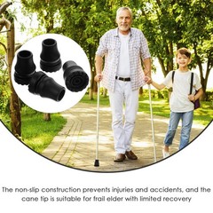 4Pcs Durable PVC Trekking Pole Tip Replacement for Elderly Anti Slip Foot Pads