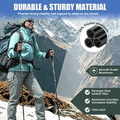 2X Adjustable Walking Sticks Aluminum Hiking Poles Lightweight Nordic Alpenstock