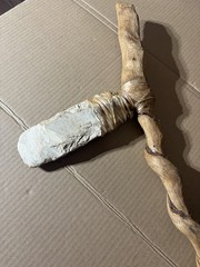 Handmade Twisted Wood Stick Brown White Stone Wall Hanger or Display