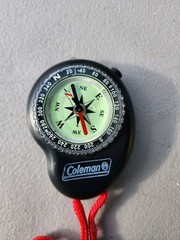Coleman Compass with LED Light, Red Lanyard, Hiking, Camping EUC Free Shipping