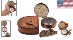 Custom Vintage Compass in Leather Case – Perfect for Baptism & Anniversaries