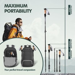 Nordic Walking Sticks, Retractable 7075 Aluminum Trekking Poles, Cork Grip, 2pc