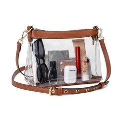Clear Bag for Stadium Events, Clear Purse for Women Brown