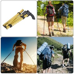 Trekking Poles, Collapsible Hiking Pole 33-37 Inch Folding Aluminum Alloy Golden
