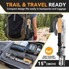 Lightweight Adjustable Aluminum Collapsible Trekking Poles for Hiking (2 Pack)
