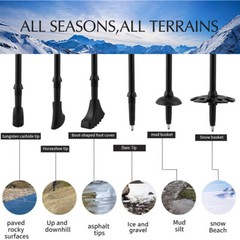 2x Aluminum Trekking Walking Hiking Stick Poles Adjustable Alpenstock Anti-Shock
