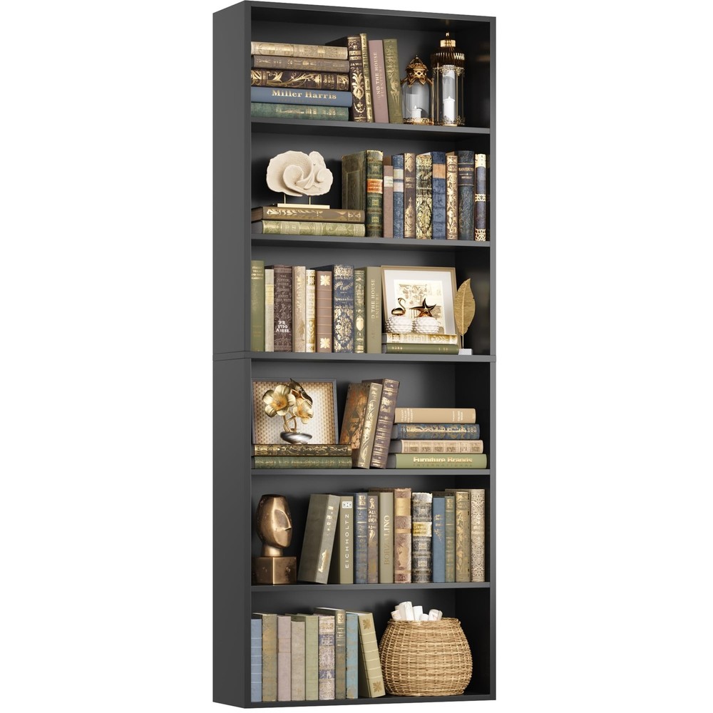 FOTOSOK 6-Tier Open Bookcase and Bookshelf, Freestanding Display Storage Shel…