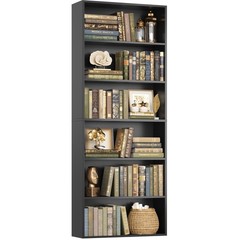 FOTOSOK 6-Tier Open Bookcase and Bookshelf, Freestanding Display Storage Shel…