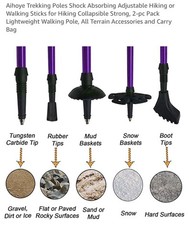 Aihoye Shock Absorbing Trekking Poles 2pack Purple
