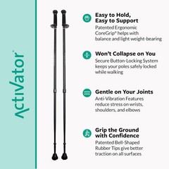 ACTIVATOR Adjustable Walking Poles – Ergonomic CoreGrip for Balance & Stability