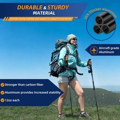 2X Aluminum Hiking Poles Adjustable Alpenstock Walking Sticks for Nordic Skiing