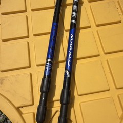 Pair Adjustable Trekking Poles Black Blue Foam Grip Wrist Straps