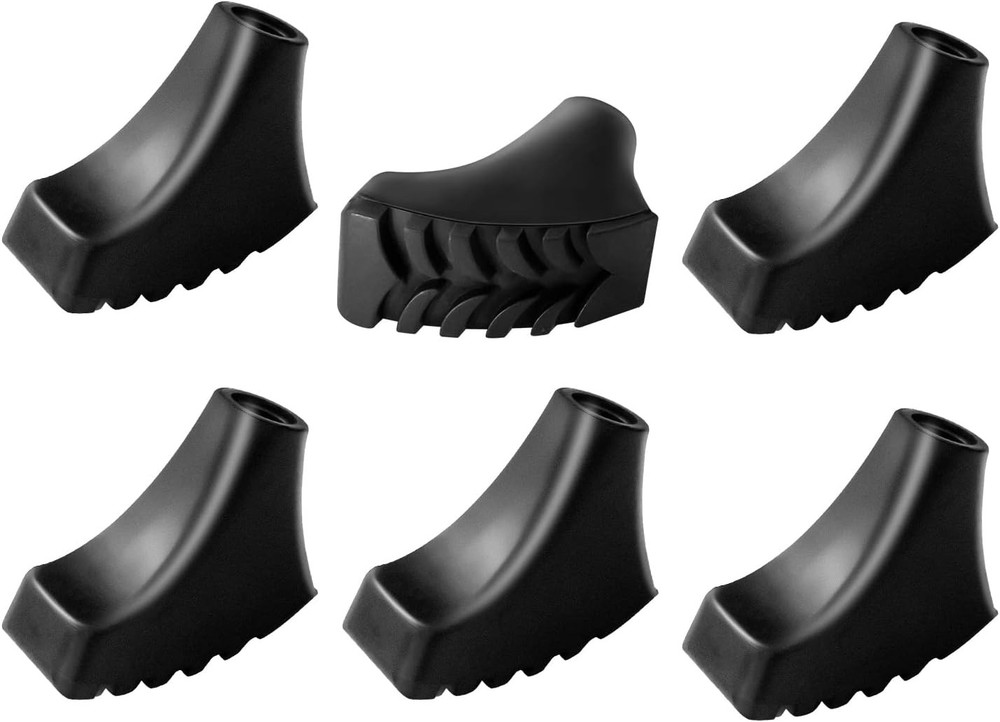 6 Pack Hiking Walking Sticks Rubber Tips, Replacement Tips Protectors for