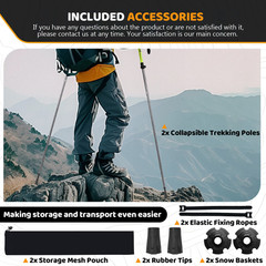 1 Pair Collapsible Hiking Trekking Poles Walking Sticks Adjustable Anti Shock