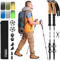 Bastones trekking con mango de corcho bastones plegables con puntas antichoque