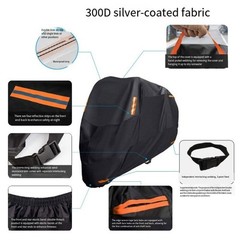 Motorcycle Cover Waterproof UV Protection with 4 Reflective Strips for Safety