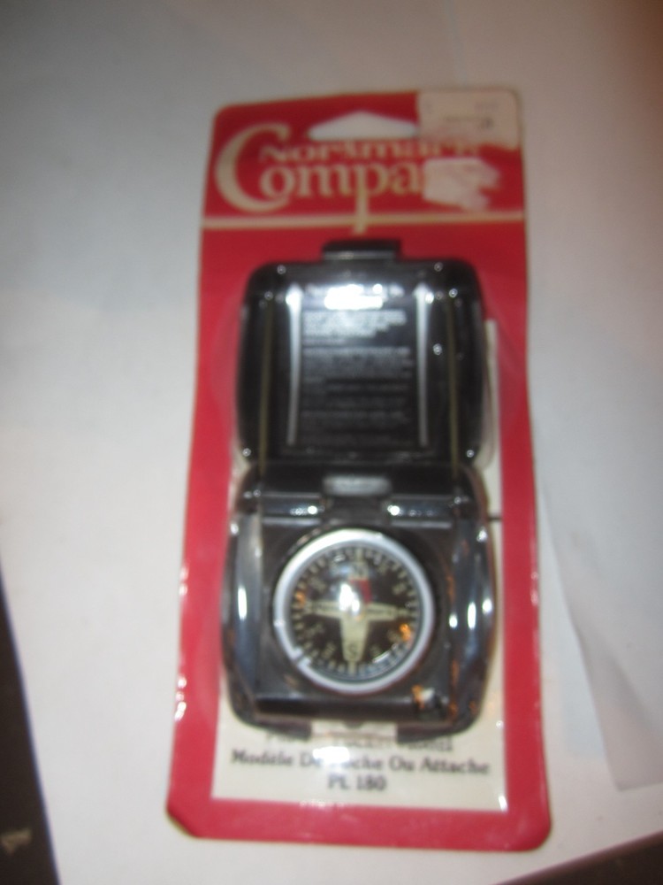 Normark PL 180 Black Pocket Compass Shock Proof Hiking Jewel Bearing NIP