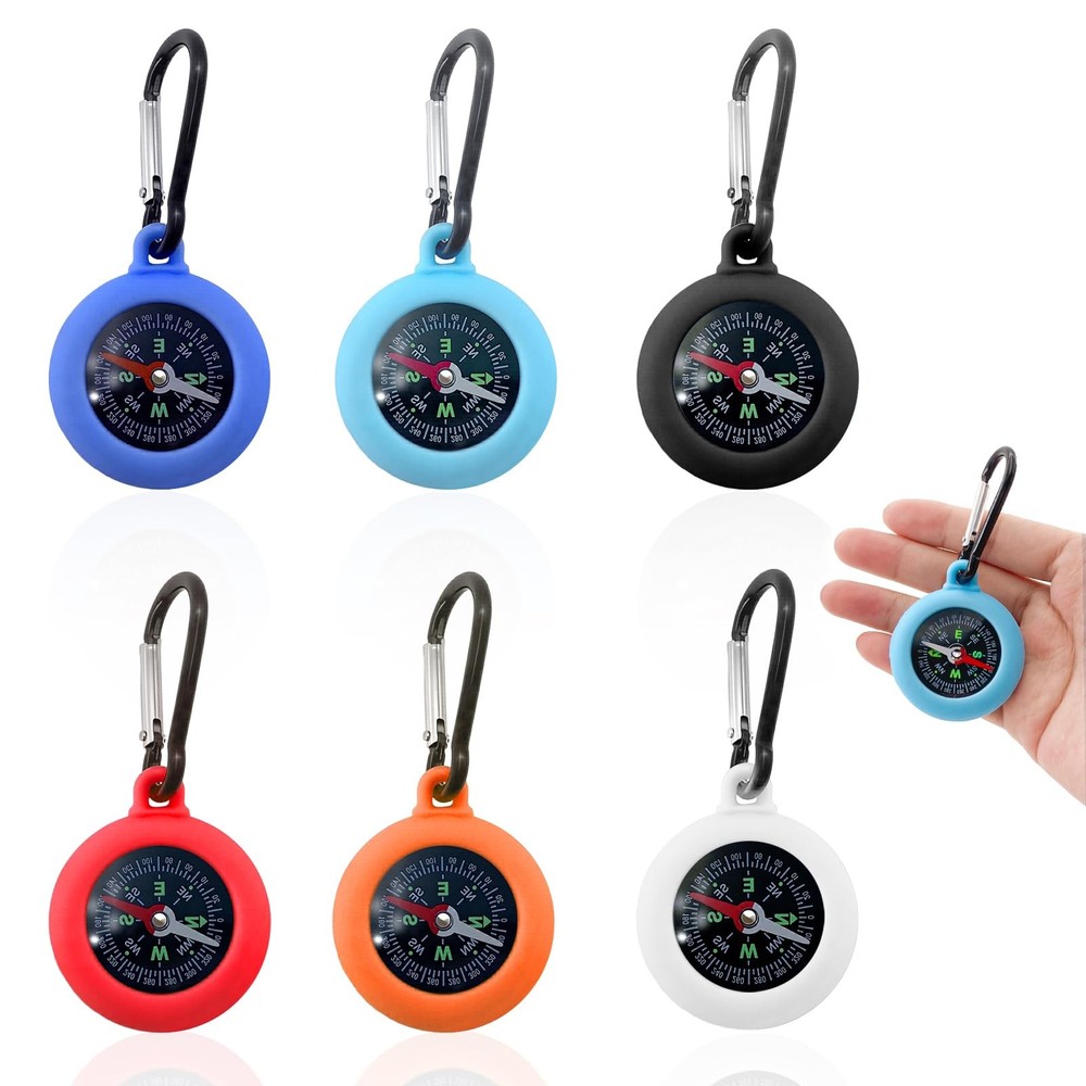 6 Pack Kids Compass, Waterproof Mini Compass with Snap Hook, Heavy Duty…