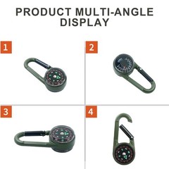 Compass With Carabiner Hook Thermometer Multifunctional Portable Metal Carabi…