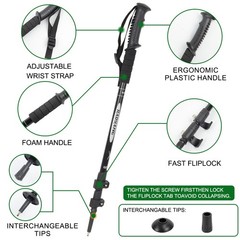 Pair of 2 Trekking Poles Walking Hiking Sticks Anti-shock Adjustable Alpenstock