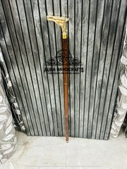 AURA Nautical 37″ Wooden Walking Stick Cane W/Brass Horse Head Handle Easter
