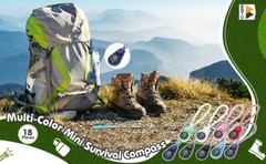 18 Piece Multi-Color Mini Survival Compass Outdoor Camping Hiking Pocket Compass