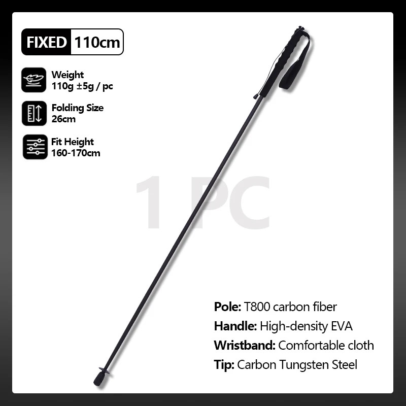 115g Ultralight Carbon Fiber Folding Trekking Poles 5 Section Hiking Stick