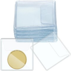 50 Pcs 2.2 x Single Pocket Coin Sleeves Collector Individual 2.2 Inches Square
