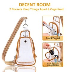 Clear Bag Stadium Approved, Clear Sling Bag with Embroidered Strap Khaki