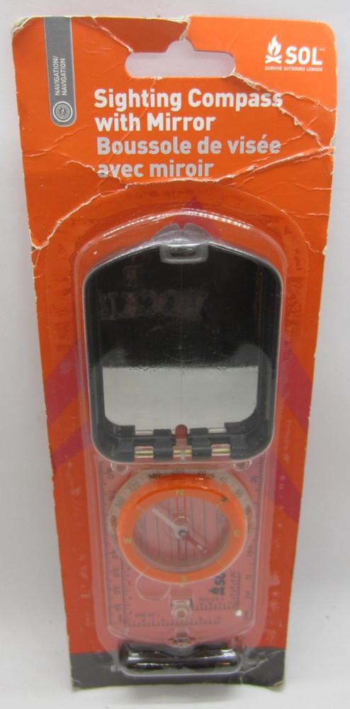 SOL 0140-0030 Sighting Compass with Mirror Adventure Ready Hiking Survival Gear