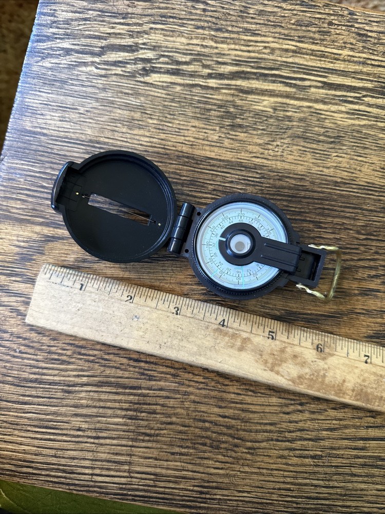 VINTAGE Lensatic Engineer Compass Direction Protector Hunt Ship Logo Works Great