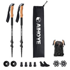 Aihoye Trekking Hiking Poles – 2 Pack Adjustable Walking Sticks 22-53″, Black