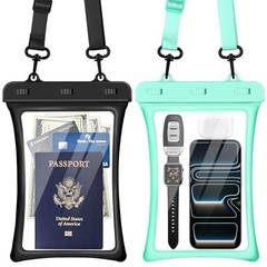 Floatable Waterproof Phone Pouch 2 Pack Up Up to 10.0″-Floatable Black+Green