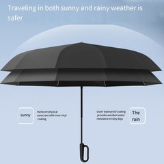 Auto Open Close Umbrella with 10 Reinforced Ribs and Hook for Carrying