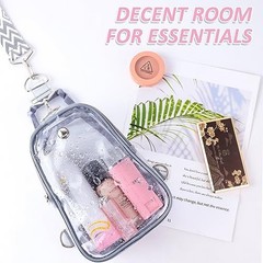 Clear Bag Stadium Approved, Clear Sling Bag with Embroidered Strap Grey