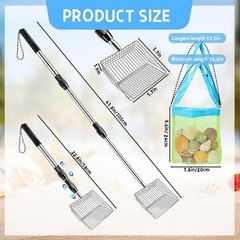 Beachcombing Beach Sand Scoop Adjustable Handle Anti-slip Grip For Sea Glass