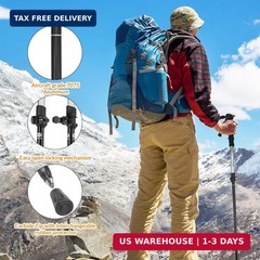 Travel Folding Trekking Hiking Pole with Carrying Case,Collapsible Cane Adjustab