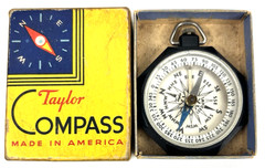 VTG 1936 Taylor Leedawl Compass #2920 Black Bakelite w/Original Box. It Works