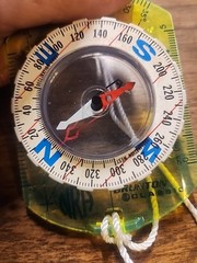Vintage Brunton Classic Compass Optic Green Baseplate, Blue Cardinal Direction
