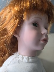 Porcelain Doll 15.5in NJSF Red Hair Character Face Costume Outfit