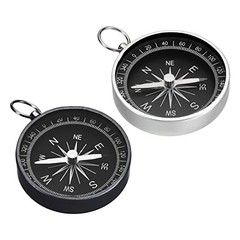 Pocket Compass, Survival Sports Navigation Compass with Key Ring White,Black