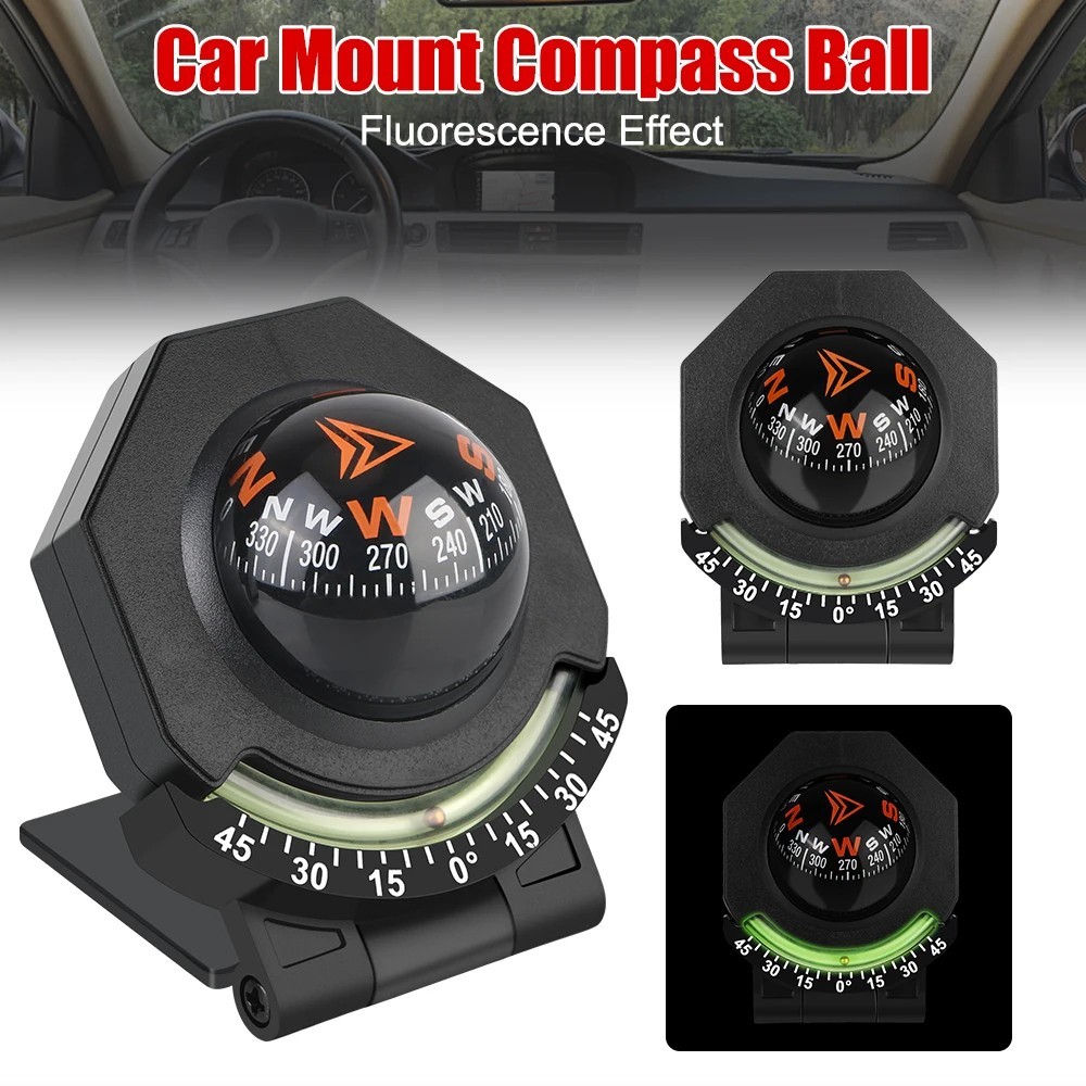 Car Compass, Car Dashboard Compass Ball with Slope Meter, Adjustable Night Vi…