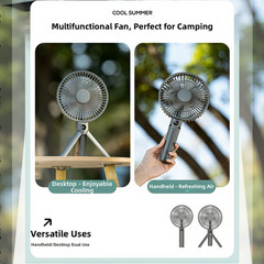 USB Powered Camping Fan 3000mAh Battery Foldable Tripod for stand for Outdoors