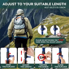 Carbon Fiber Trekking Poles – Lightweight Collapsible Hiking Poles, 2 PCS Nor…