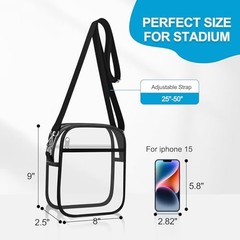 Clear Bag for Stadium Events Small Clear Purse Crossbody Bag for Women Black