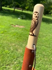 Owl Natural Earth Tones Poplar Wood Walking Stick Hiking Staff