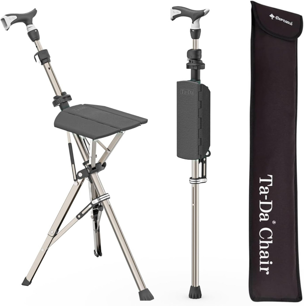 Ta-Da Chair Series 1 Pro, Portable Trekking Hiking Pole, Folding Walking Stick w